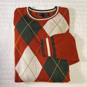 Oxer Men's Wool Blend Argyle Long Sleeve Sweater, XXL
